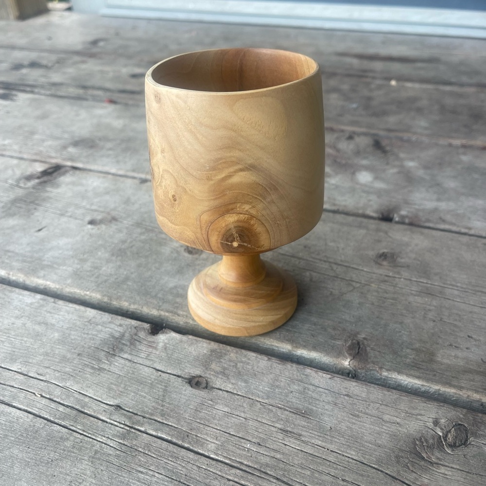 Source Unknown Natural Wood Goblet